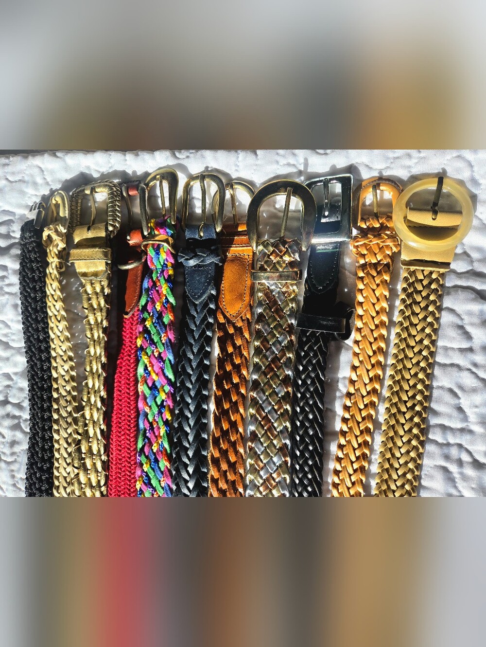 Vtg Womens SM/Med Leather Belt Lot Woven Multi Color Braided Capezio Leather